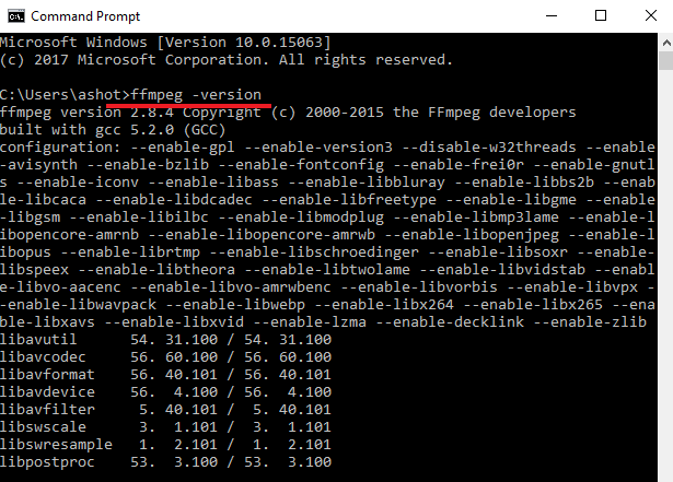 ffmpeg command not found brew